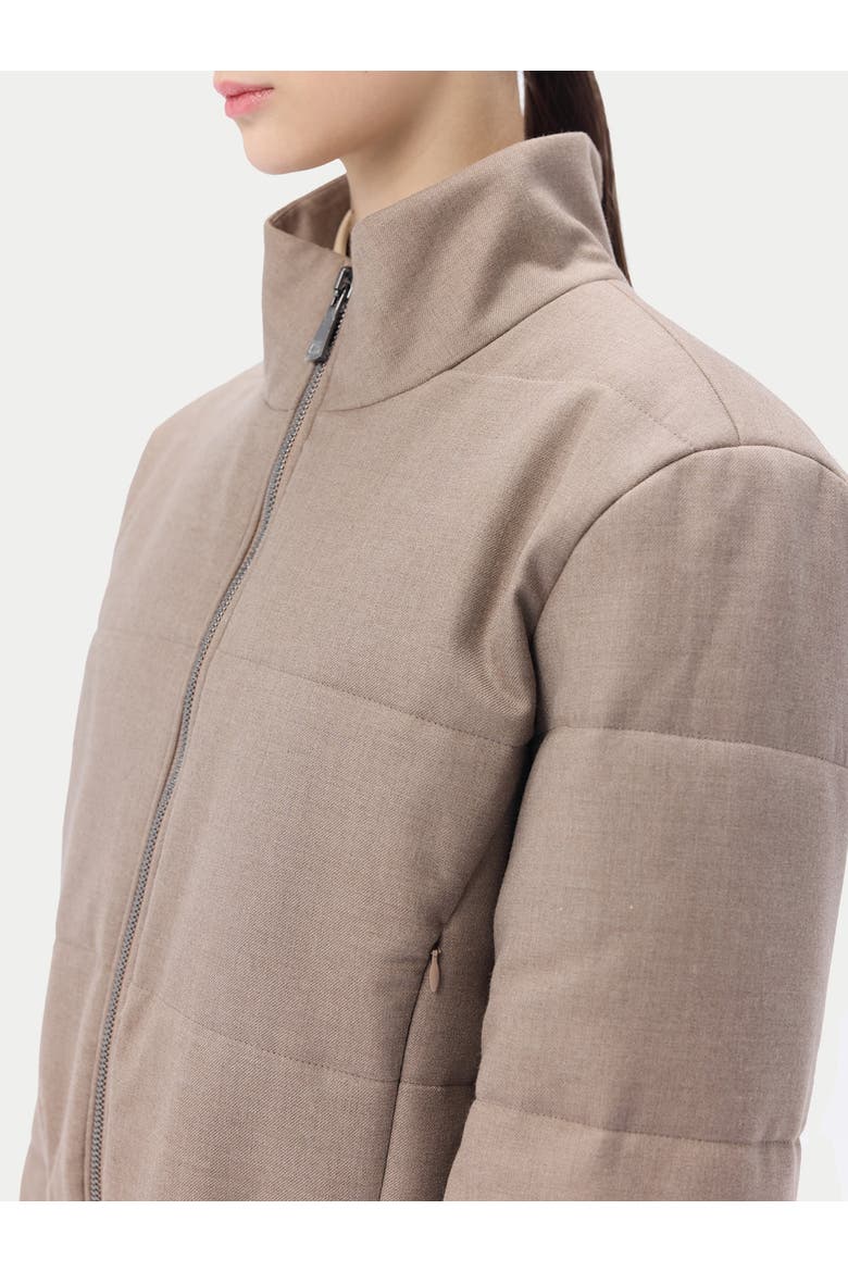 Cropped High-Neck Cashmere Jacket, Alternate, color, taupe