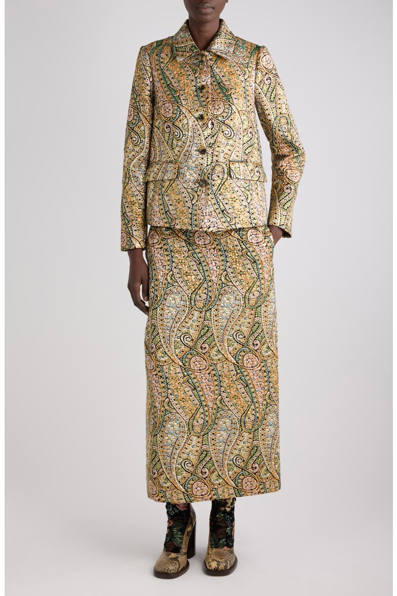 Sentista Paisley Jacquard Midi Skirt, Alternate, color, MULTI
