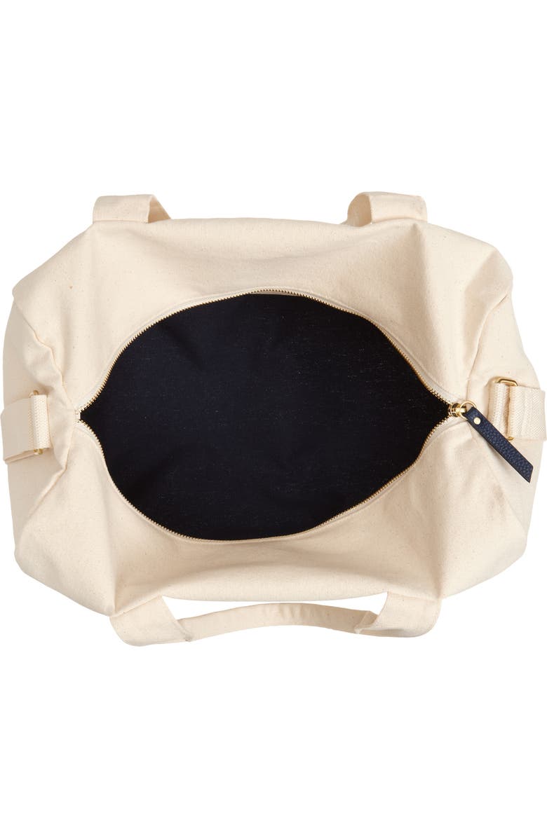 Favorite Daughter Go Sports Embroidered Canvas Duffle Bag, Alternate, color, Natural Navy Blaze