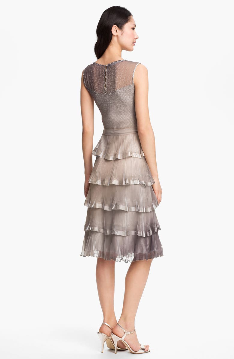 Black by Komarov Embellished Tiered Ombré Chiffon Dress, Alternate, color, 