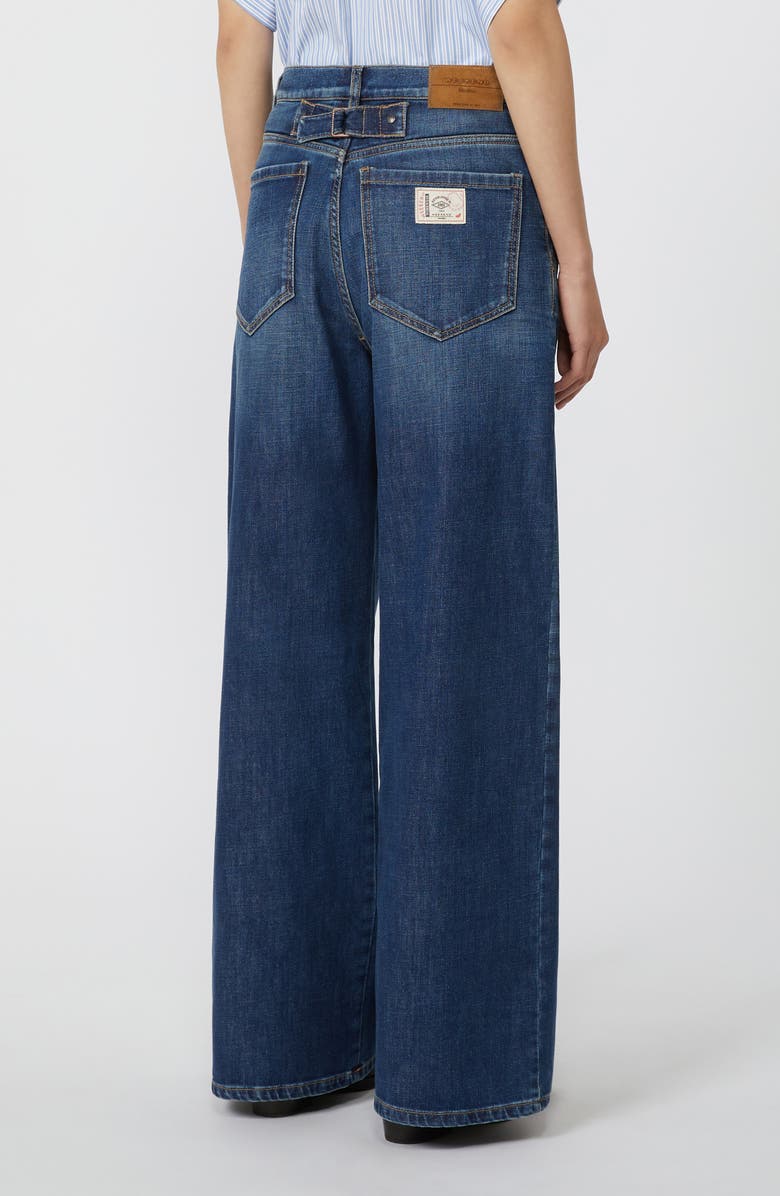 Weekend Max Mara Ortles Pleat Front Wide Leg Jeans, Alternate, color, Navy