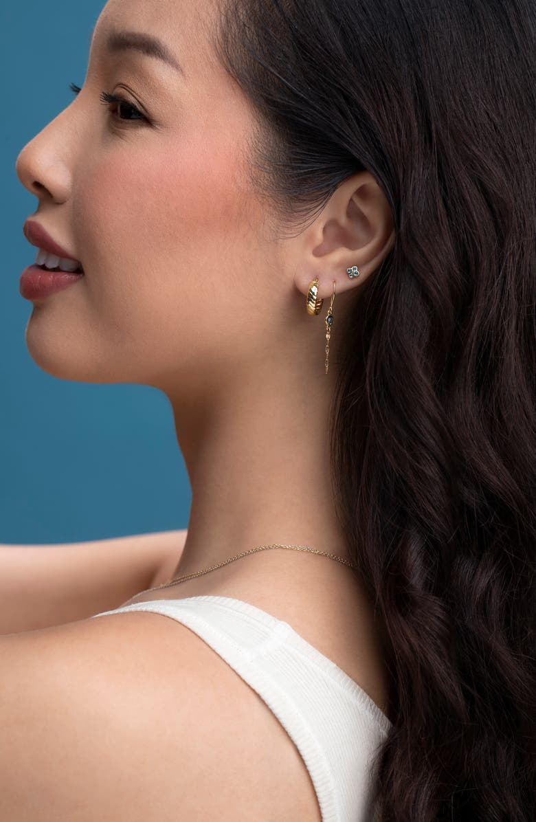 Bony Levy 14K Gold Semiprecious Stone Cluster Stud Earrings, Alternate, color, 14K Yellow Gold / Blue Topaz