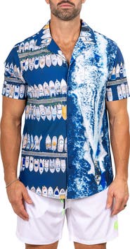 Maceoo Marthy Blue Camp Shirt
