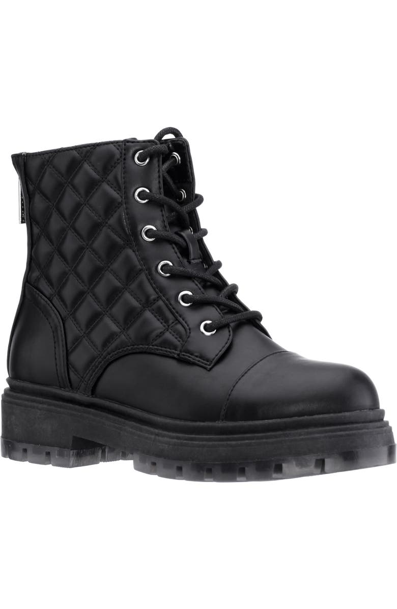 Nina Kids' Diana Combat Boot, Main, color, Black Smooth
