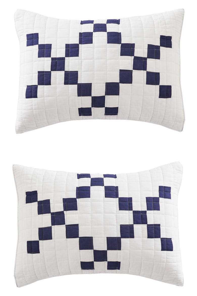Irish Chain Patchwork Quilt Set, Alternate, color, BLUE