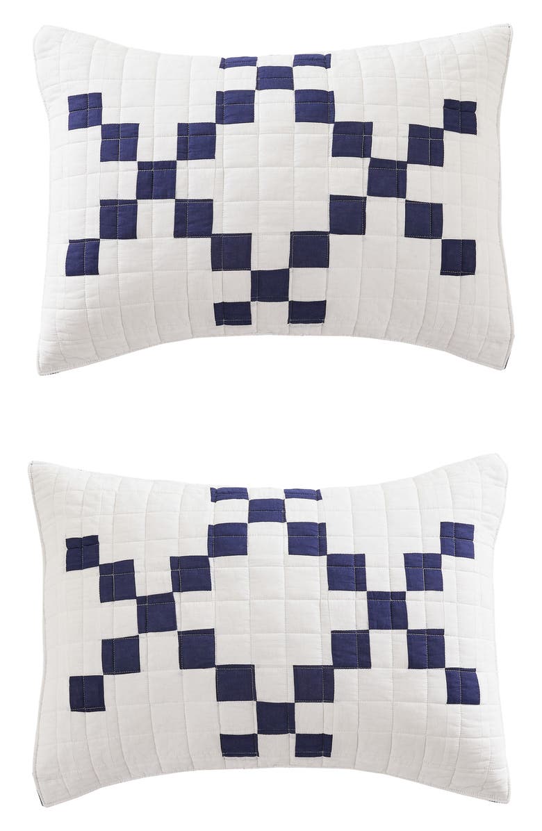 MELANGE HOME Irish Chain Patchwork Quilt Set, Alternate, color, Blue