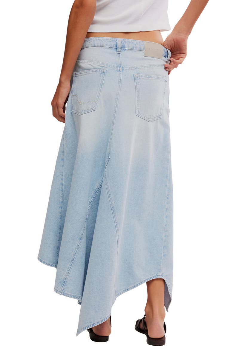 Free People Aquarius Handkerchief Denim Skirt, Alternate, color, Frostwire