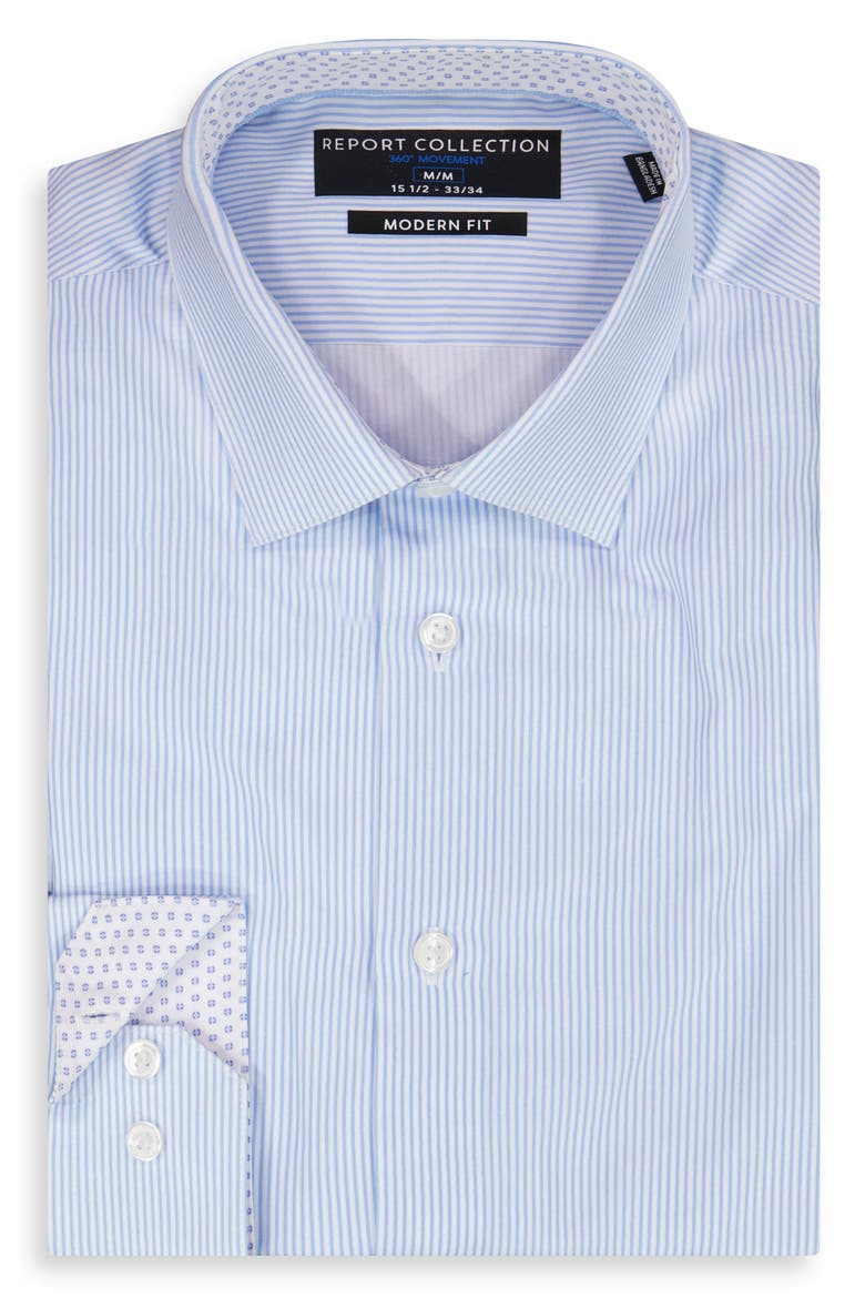 Stripe Print Slim Fit Stretch Dress Shirt, Alternate, color, LIGHT BLUE