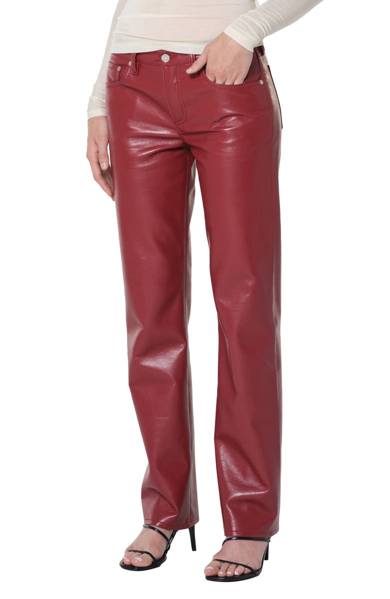 AGOLDE Leather Blend Straight Leg Pants, Alternate, color, Brick Dark Dusty Red