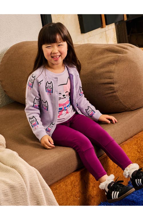 Tea Collection Iconic Bowtie Cats Cardigan In Purple