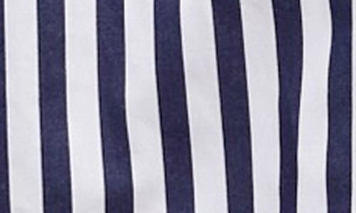 Madewell Stripe Easy Y-neck Button-up Shirt In Dark Midnight