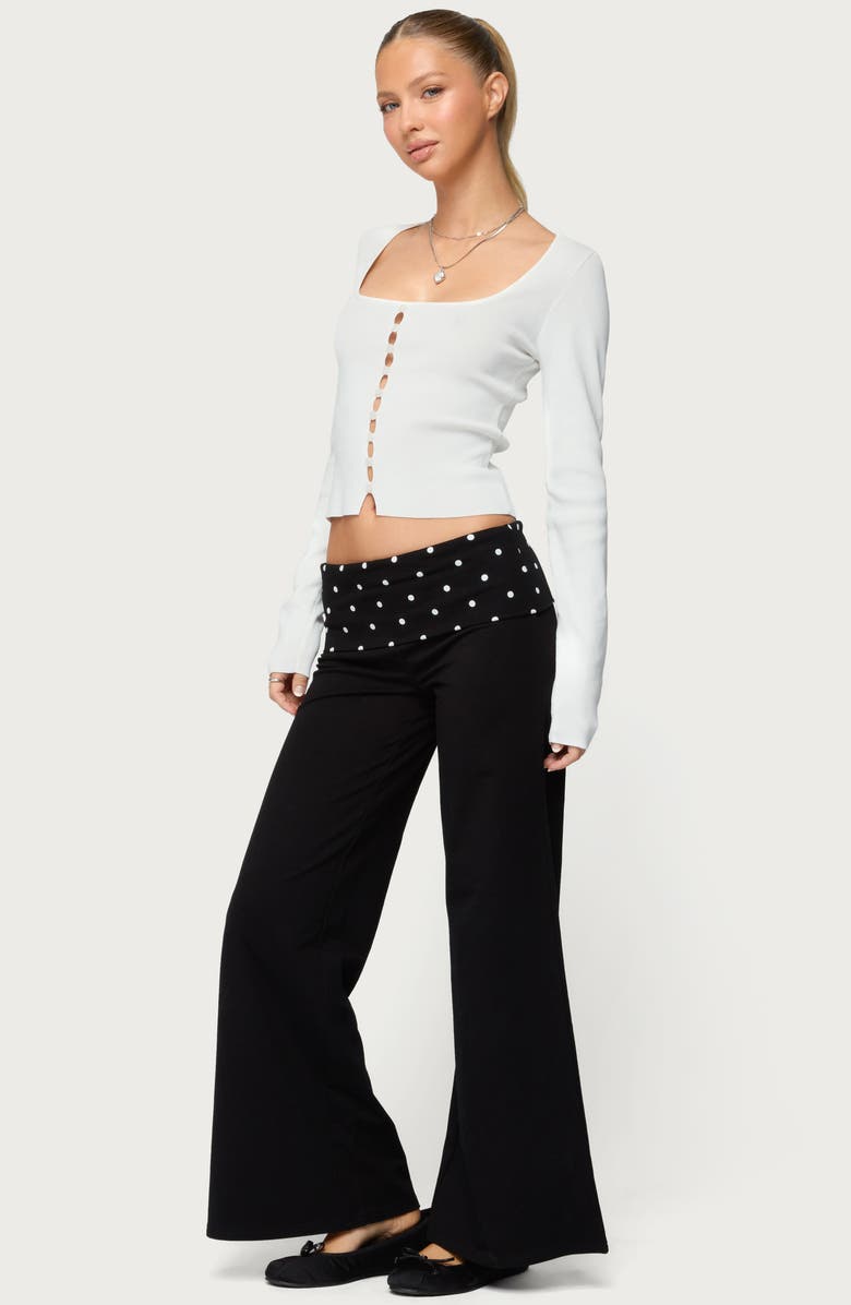 EDIKTED Deane Cutout Button Long Sleeve Crop Top, Alternate, color, White