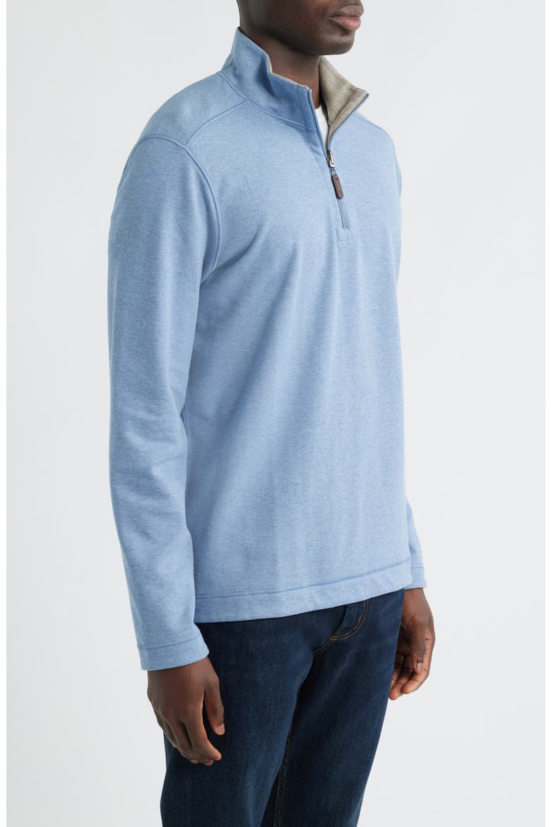 Icon Reversible Cotton Blend Quarter Zip Pullover, Alternate, color, LIGHT BLUE/ TAUPE