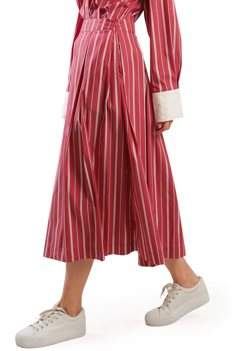 Striped Midi Skirt, Alternate, color, RED
