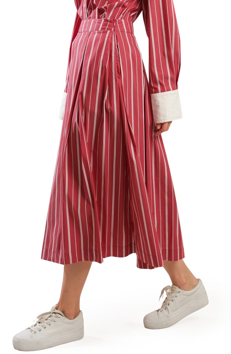 FREEMARKET Striped Midi Skirt, Alternate, color, Red