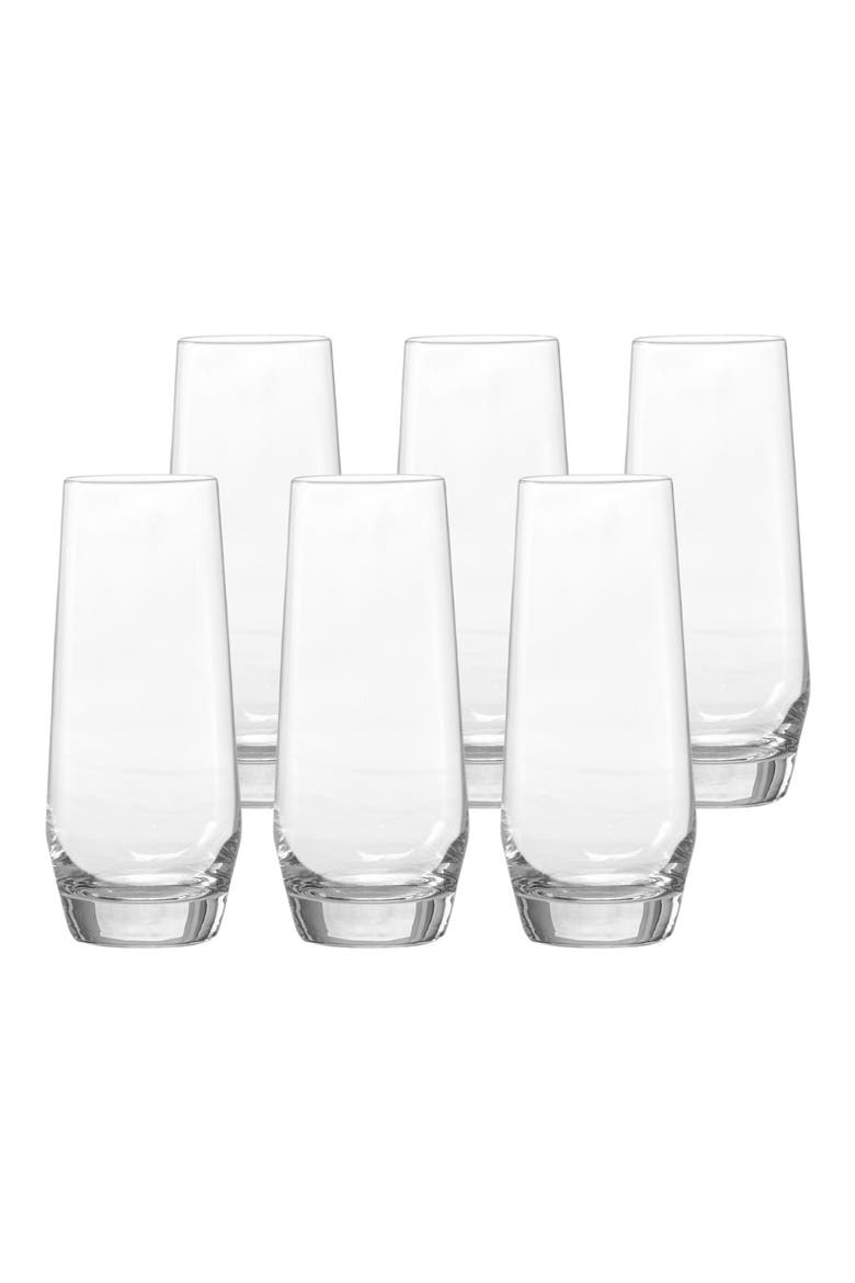 Pure Set of 6 Stemless Champagne Glasses, Alternate, color, CLEAR