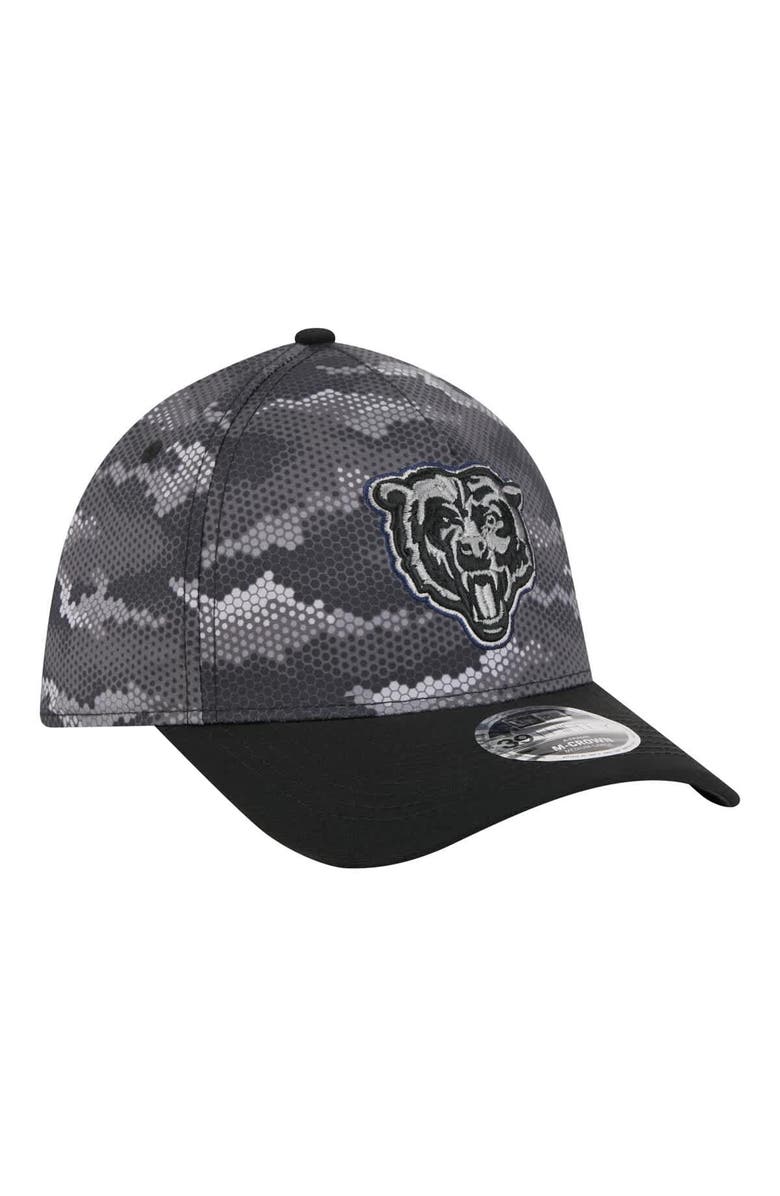 New Era Men's New Era Black Chicago Bears Camo A-Frame 39THIRTY Flex Hat, Alternate, color,