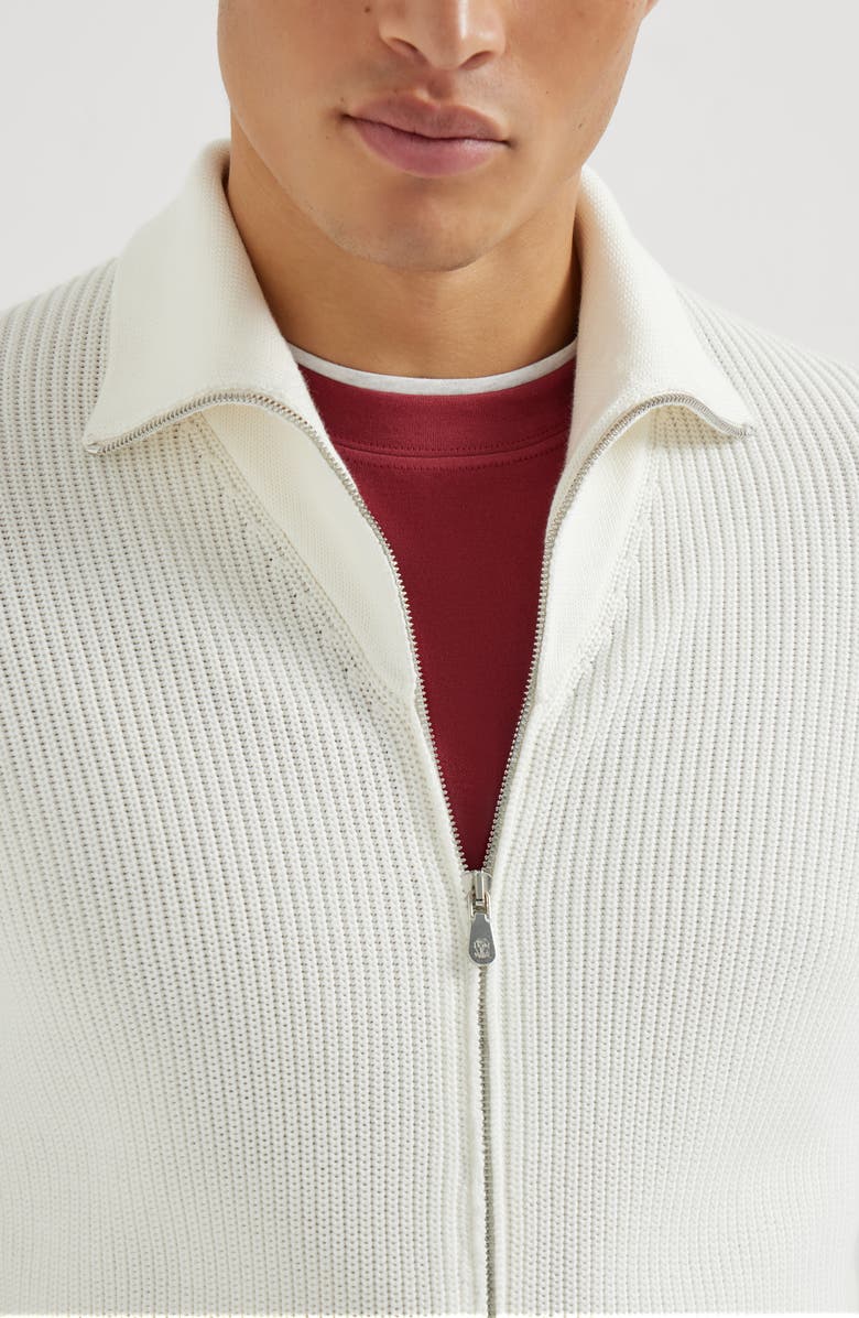 Brunello Cucinelli Half English Rib knit cardigan, Alternate, color, Panama