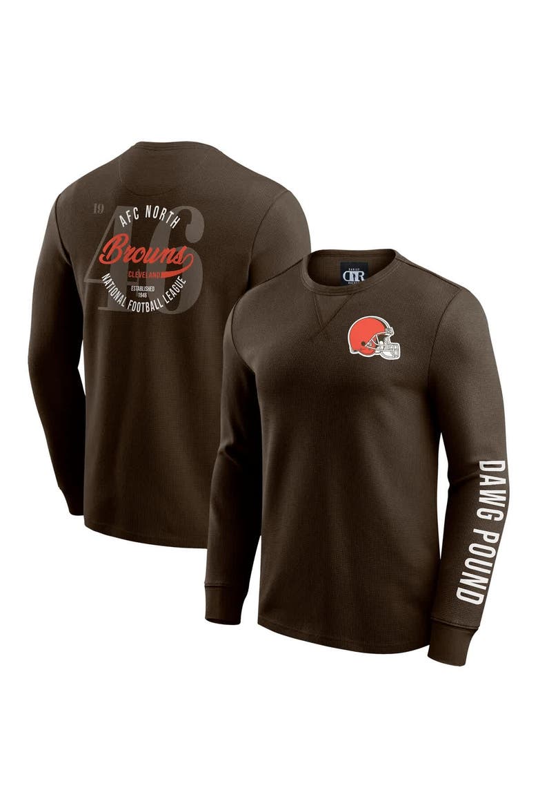 Men's Darius Rucker Collection by Fanatics Brown Cleveland Browns Washed Waffle-Knit Long Sleeve T-Shirt, Main, color, Brown