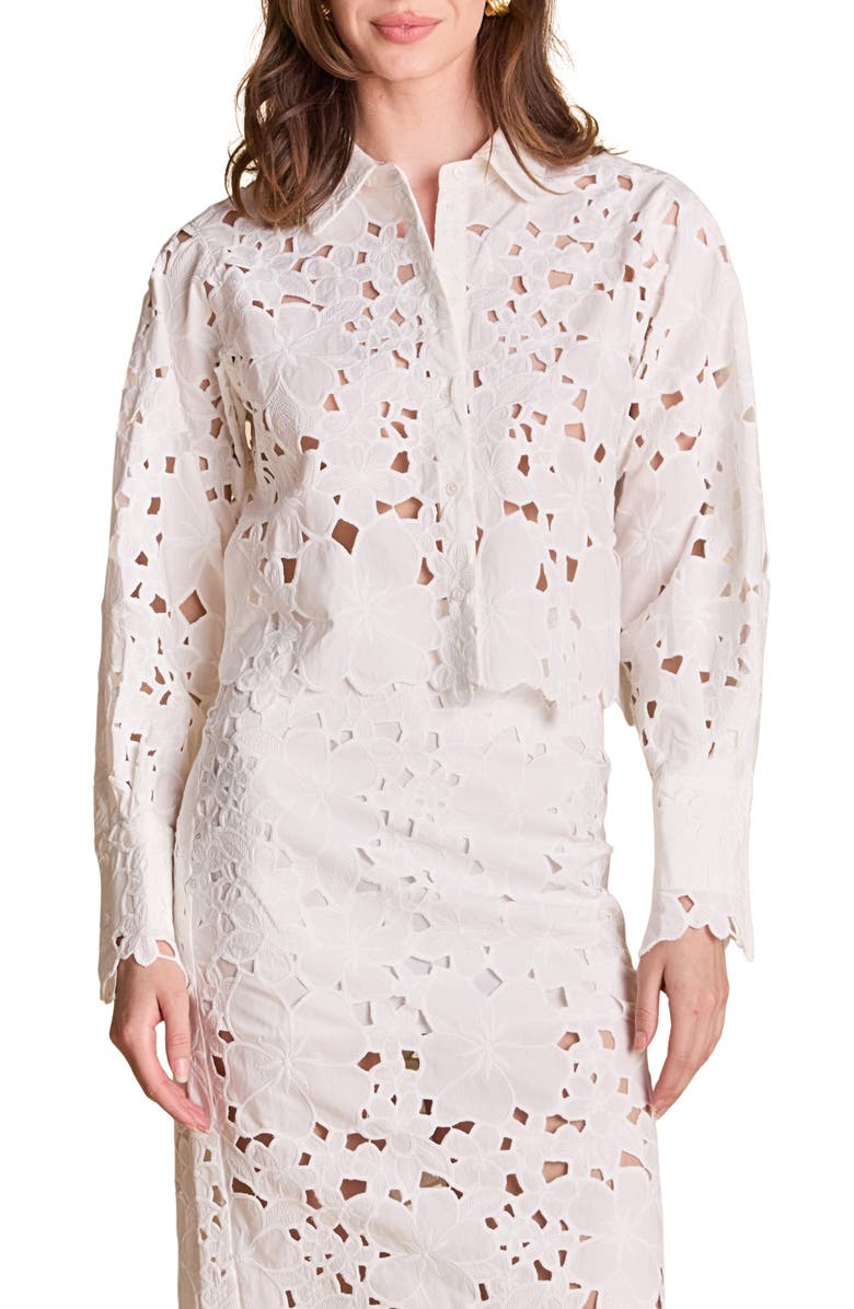 Endless Rose Cutout Button-Up Shirt, Main, color, Ivory
