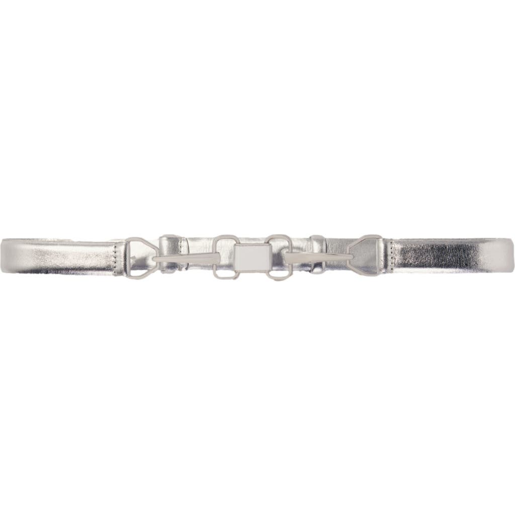 Maje Metallic Leather Belt In Silver