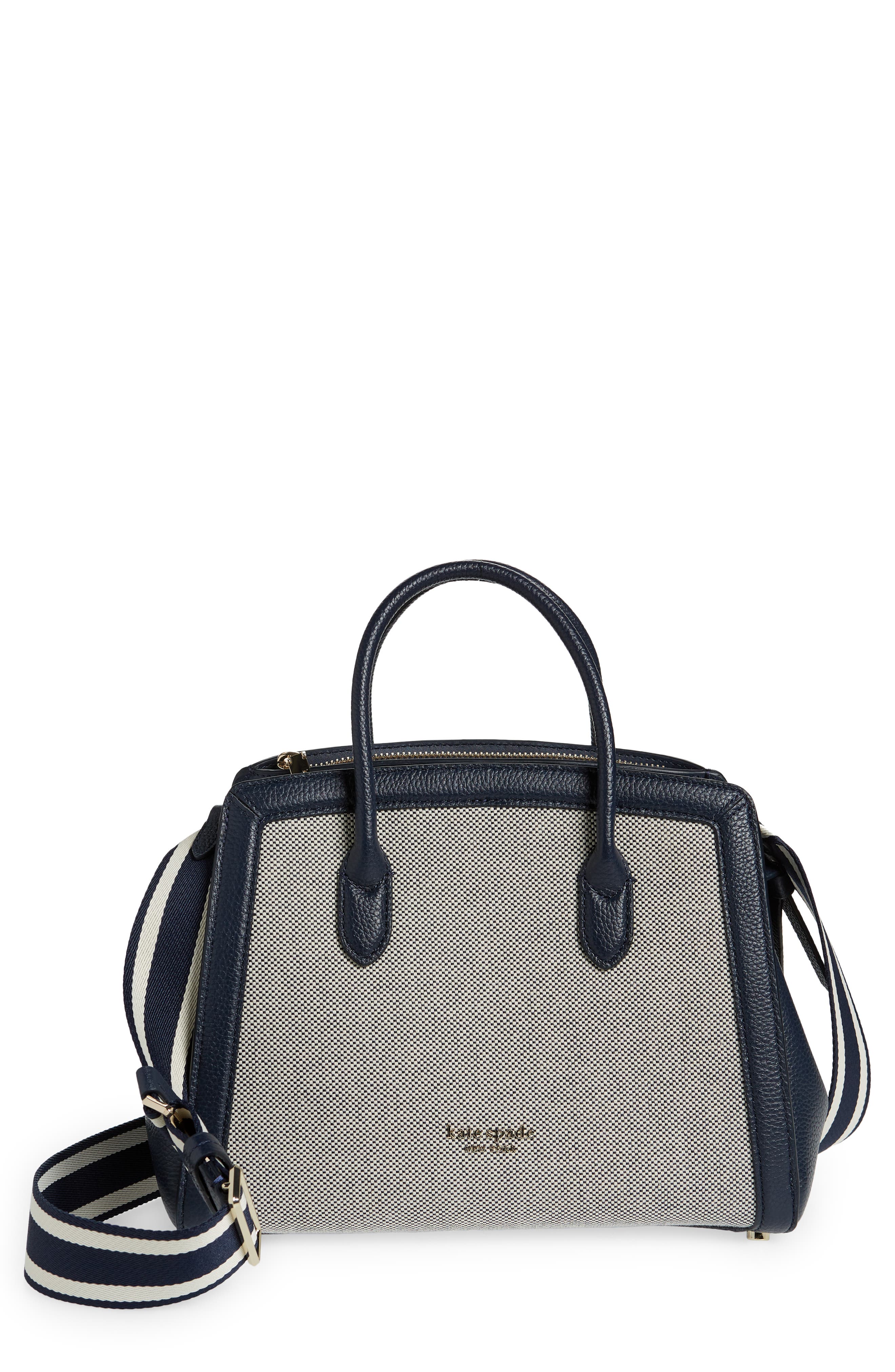 Kate Spade New York knott medium woven canvas satchel, Main, color, 