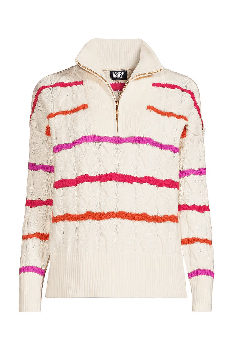 Drifter Cotton Quarter Zip Pullover Sweater, Alternate, color, Fresh Ivory Wide Multi Stripe