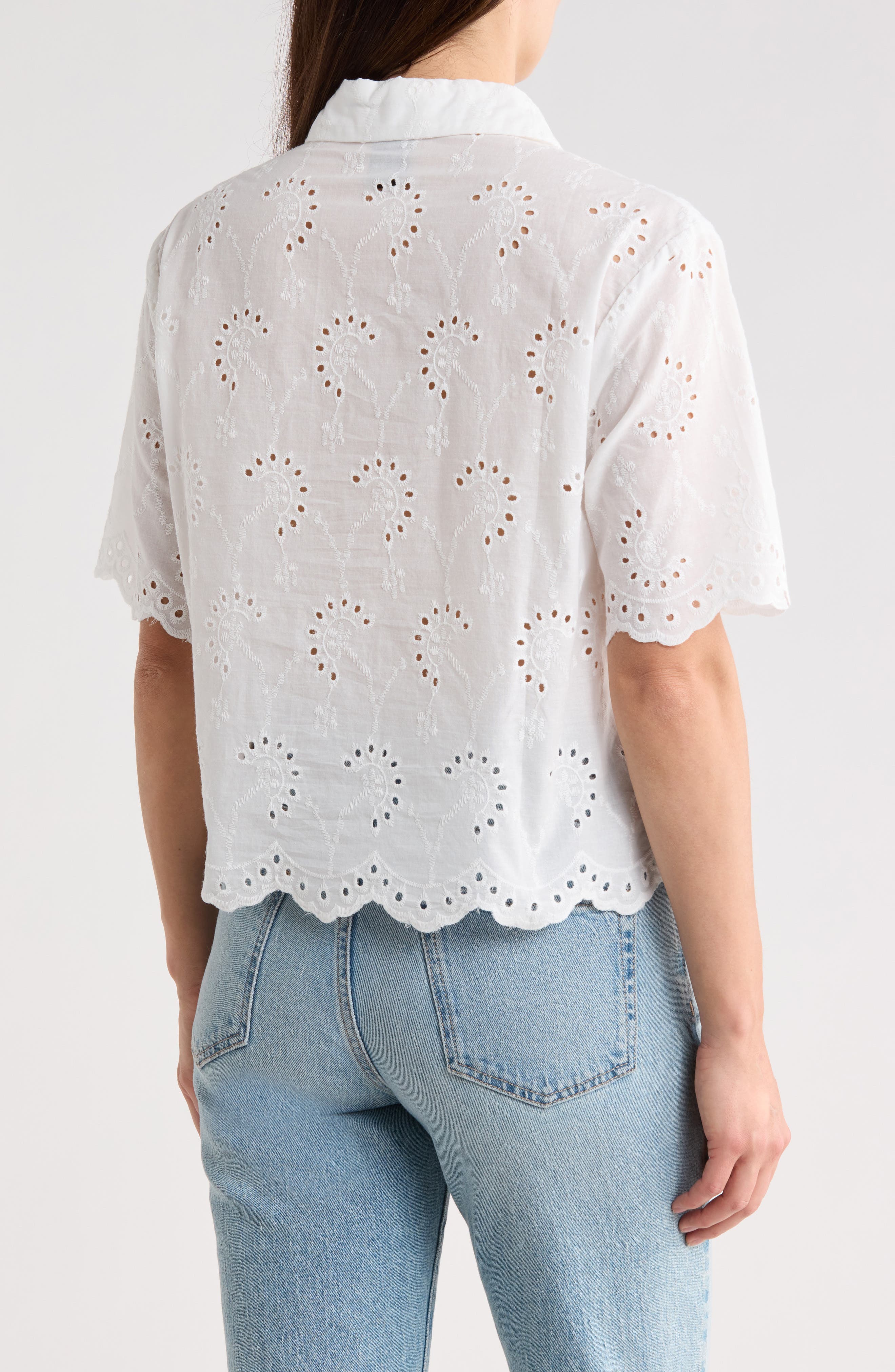 Eyelet Embroidery Button Up Shirt - image 2