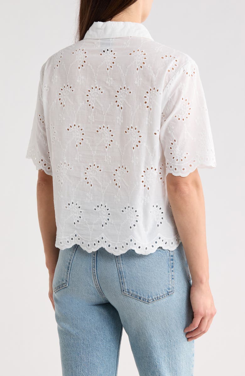 Forgotten Grace Eyelet Embroidery Button Up Shirt, Alternate, color, White