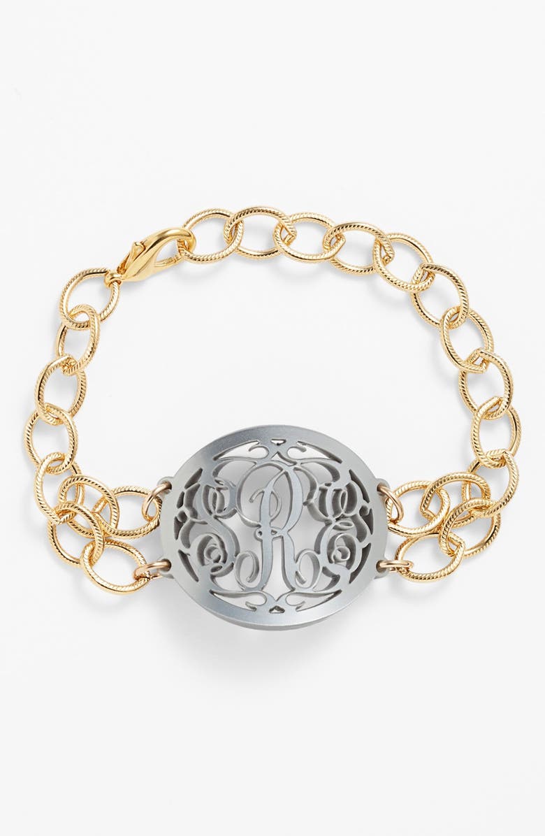 Moon and Lola 'Annabel' Medium Oval Personalized Monogram Bracelet, Main, color,