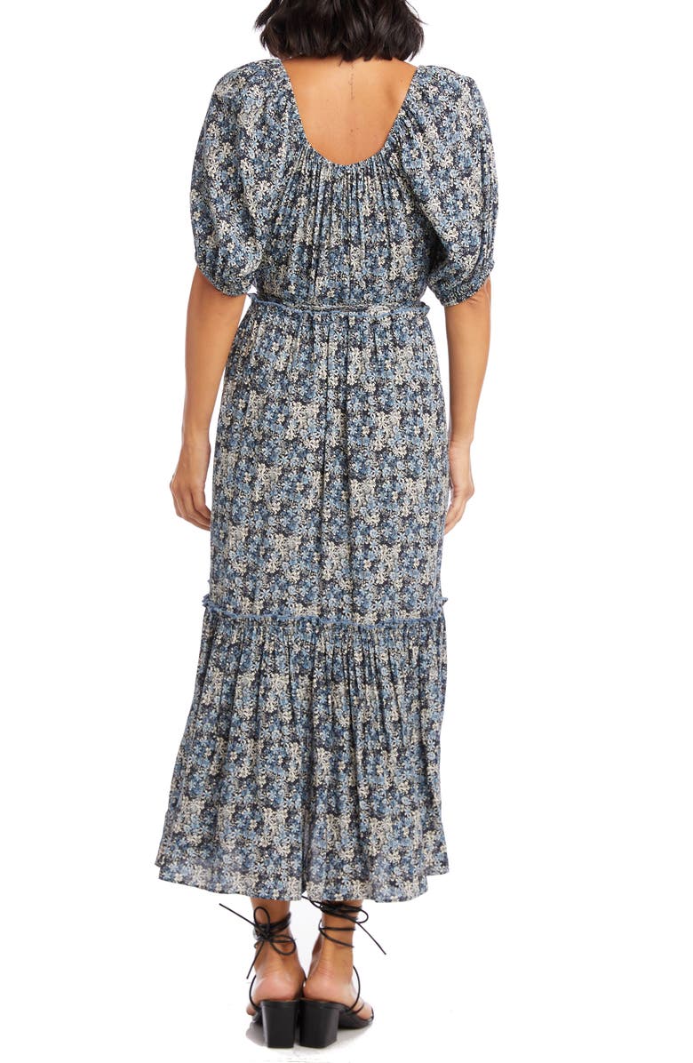 Karen Kane Floral Print Puff Sleeve Midi Dress, Alternate, color, Print