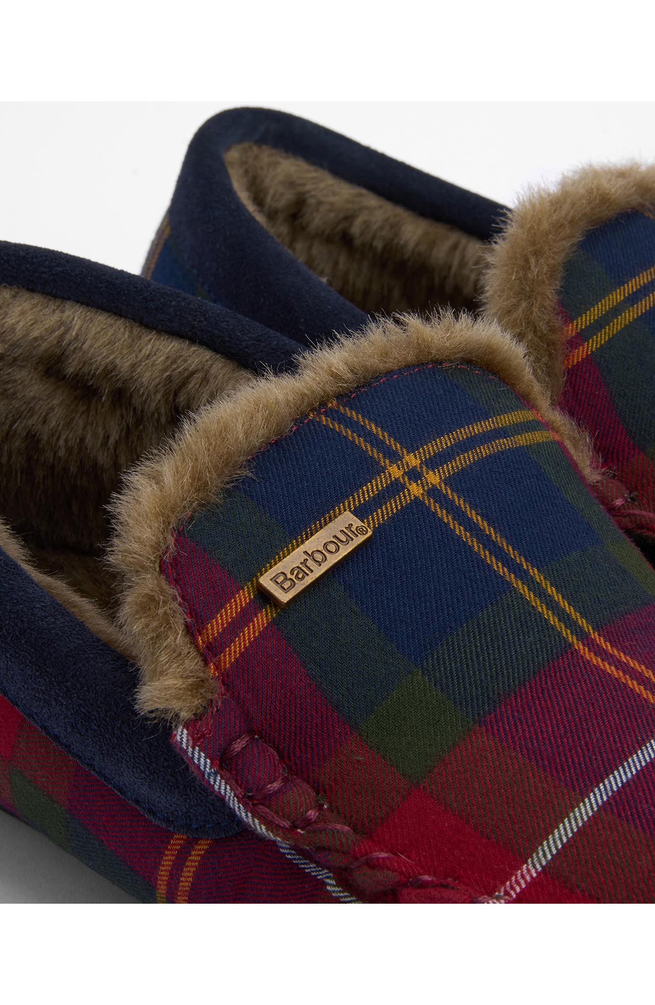 Monty Faux Fur Lined Slipper, Alternate, color, WINTERBERRY TARTAN