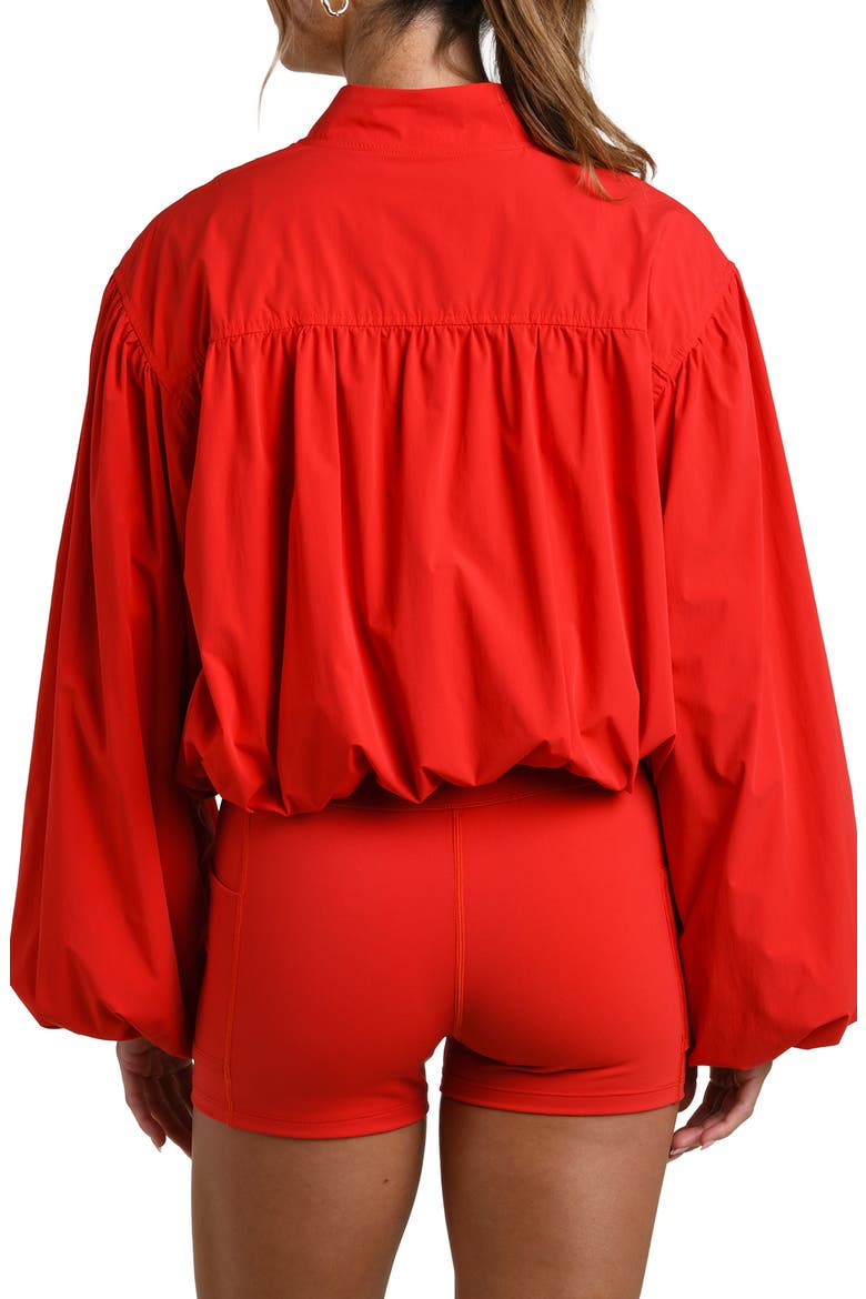 Bishop Sleeve Bomber Jacket, Alternate, color, RUBY