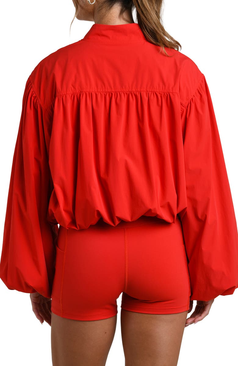 La Blanca Bishop Sleeve Bomber Jacket, Alternate, color, Ruby
