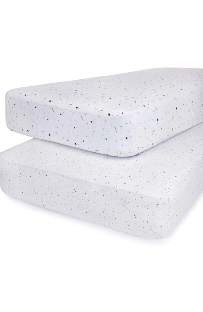 Ely's & Co. Baby Fitted Crib Sheet Set 2 Pack, Alternate, color, Black & White Celestial
