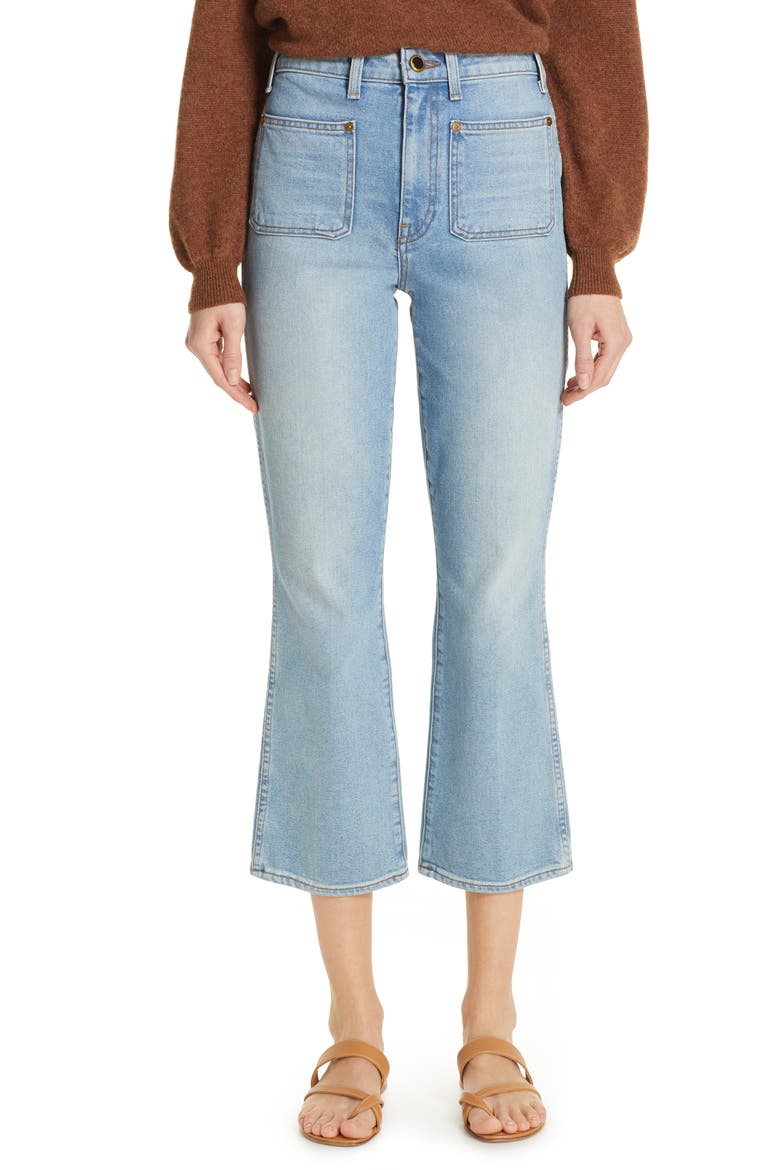 Rachel Patch Pocket Crop Flare Jeans, Main, color, AUSTIN