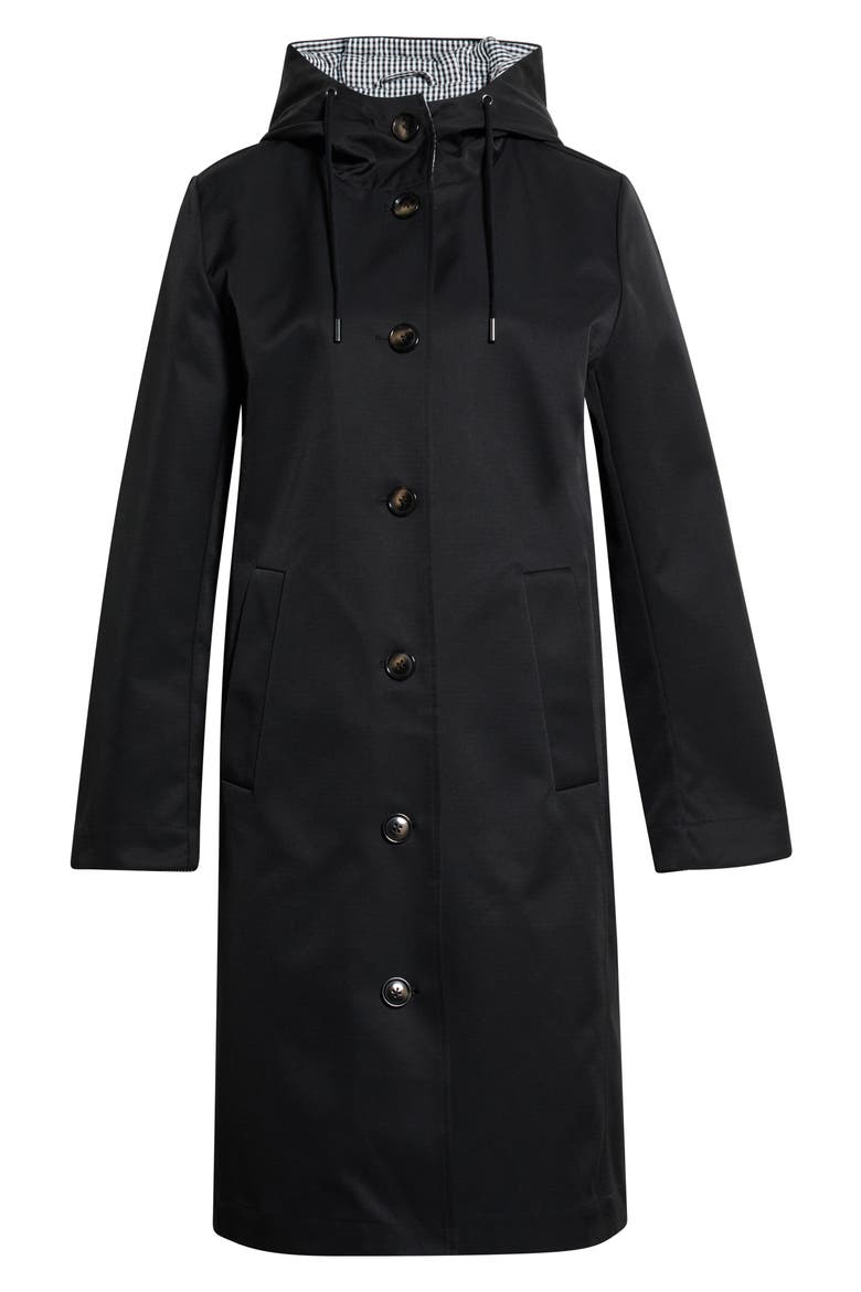 Bonded Hooded Raincoat, Alternate, color, BLACK/ PLAID