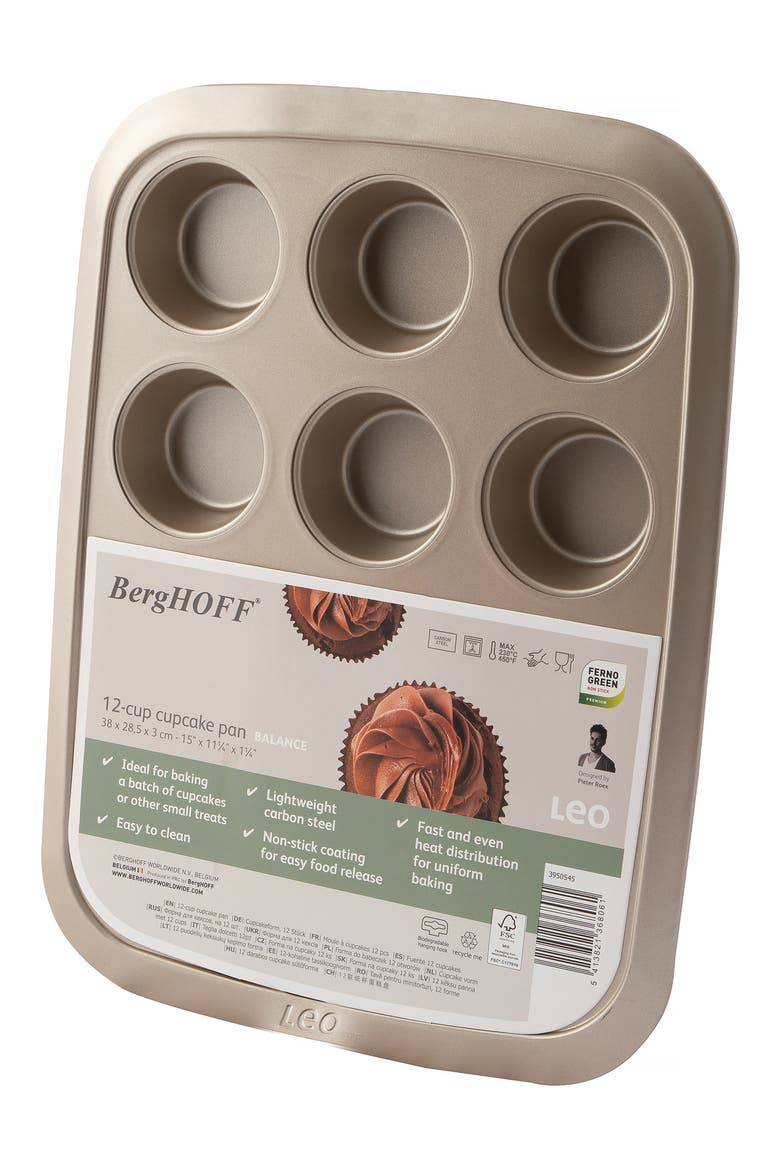 Leo Balance 12-Cup Cupcake Pan, Alternate, color, GOLDEN
