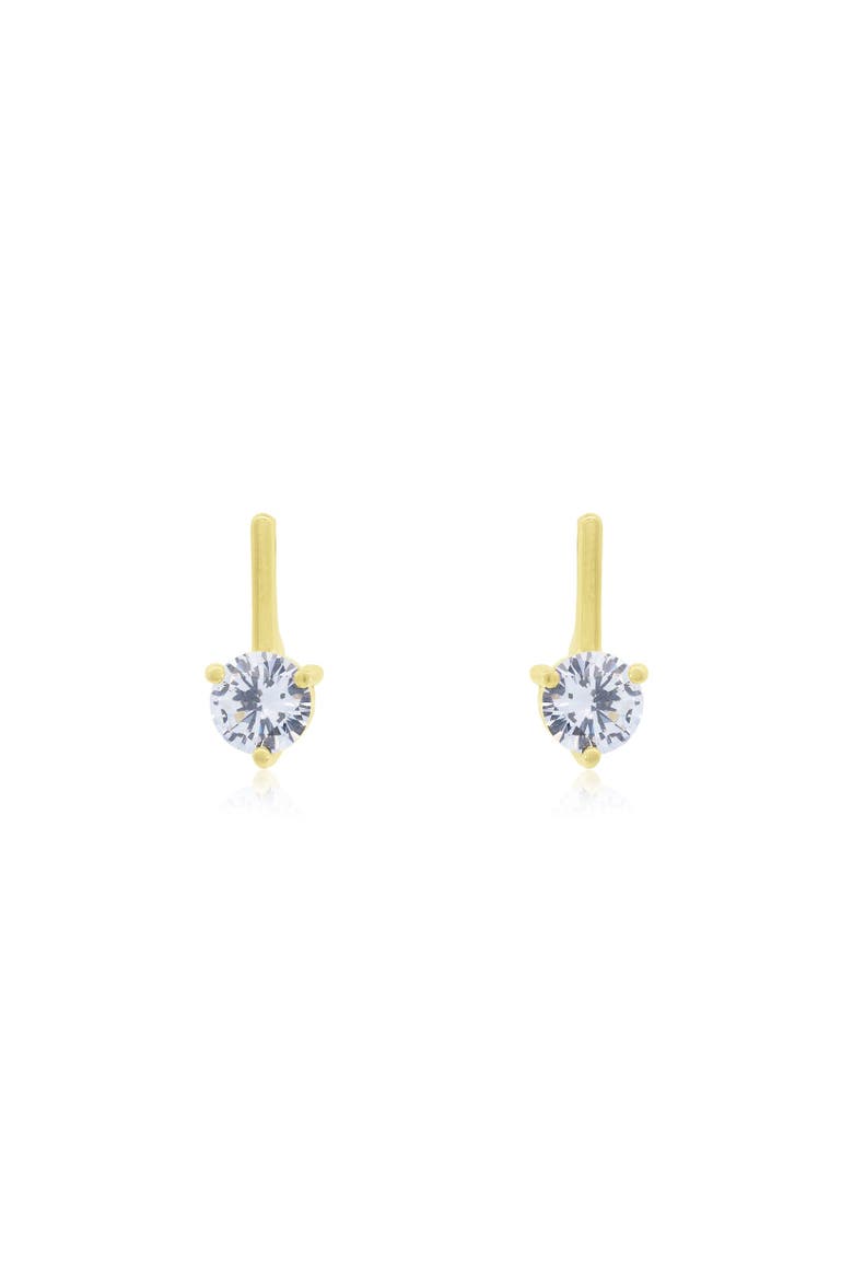 CZ Round Drop Earrings, Alternate, color, Gold Plated Sterling Silver