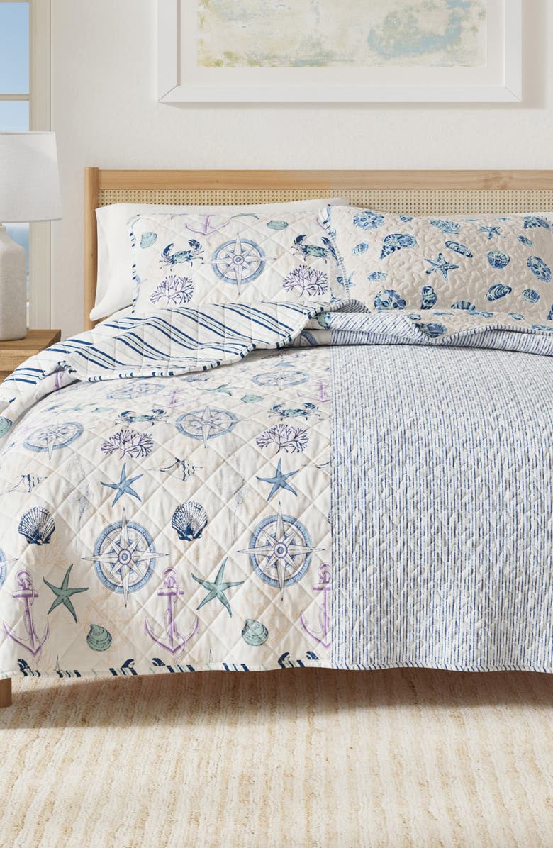 Woven & Weft Nautical Reversible Microfiber Quilt Set, Alternate, color, Nautical Motif