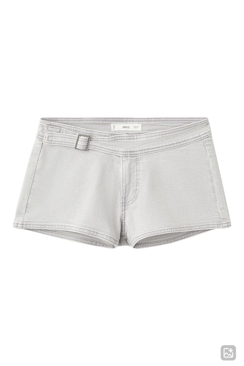Belted Denim Minishorts, Alternate, color, DENIM GREY