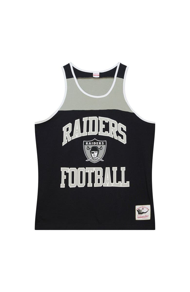 Mitchell & Ness Men's Mitchell & Ness Black/Silver Las Vegas Raiders Heritage Colorblock Tank Top, Alternate, color,