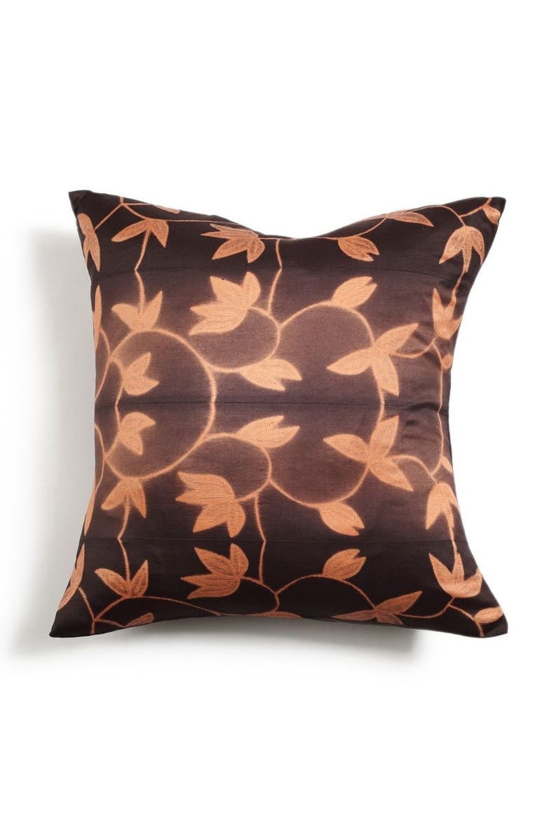 Studio Variously Folio Indigo Handcrafted Shibori Mulberry Silk Pillow - Cover + Insert, Main, color, Indigo/Brown