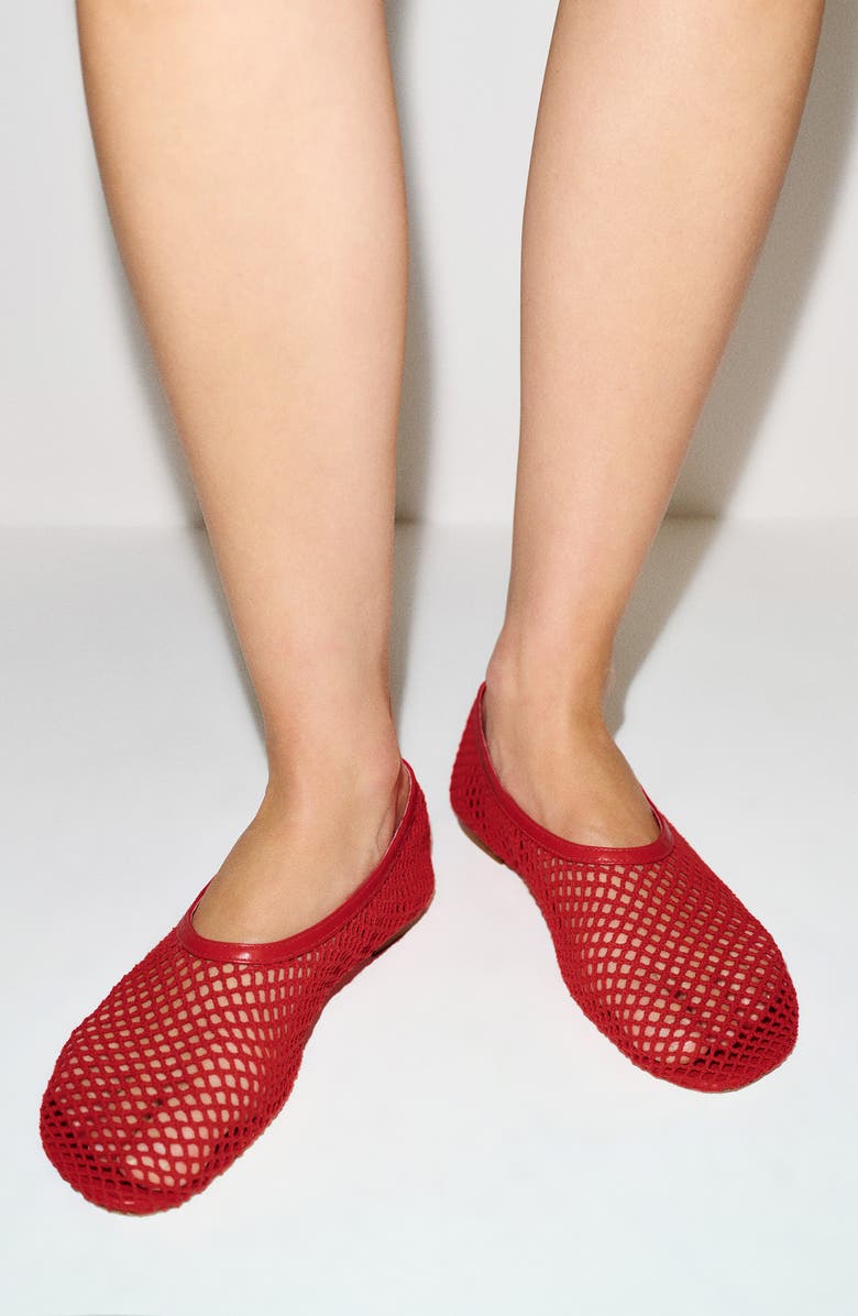 Reformation Britt Mesh Ballet Flat, Alternate, color, Lipstick Crochet