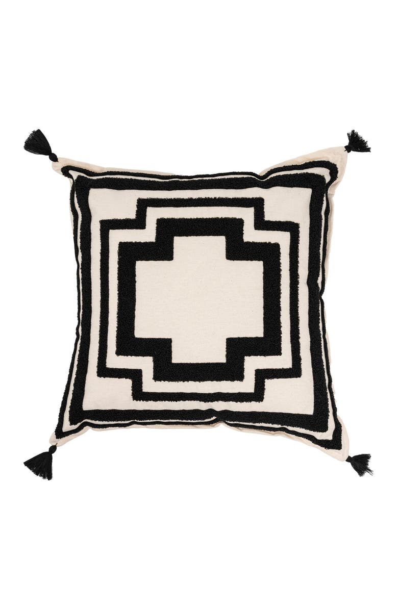 Olive & Linen Geometric Tufted Throw Pillow Cover, Main, color, Black Ivory