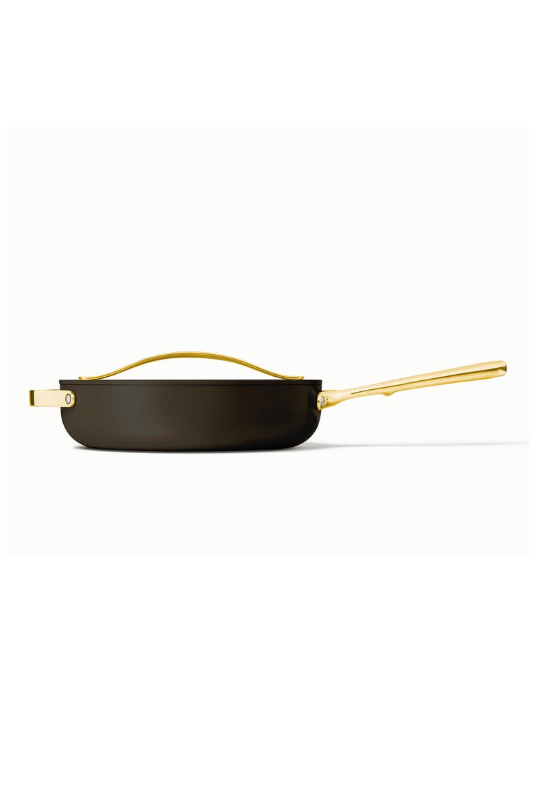 Nontoxic Ceramic Nonstick Sauté Pan with Lid, Alternate, color, BLACK/ GOLD