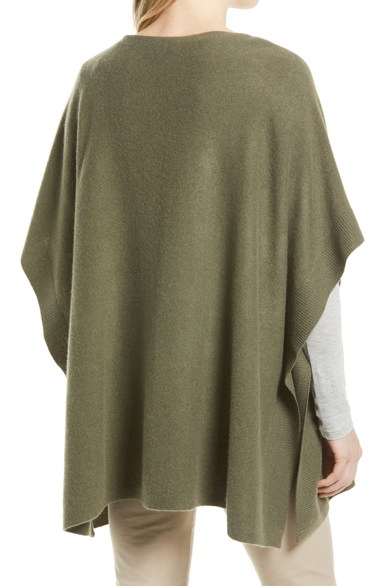 Wool & Cashmere Poncho, Alternate, color, OLIVE IVY HEATHER