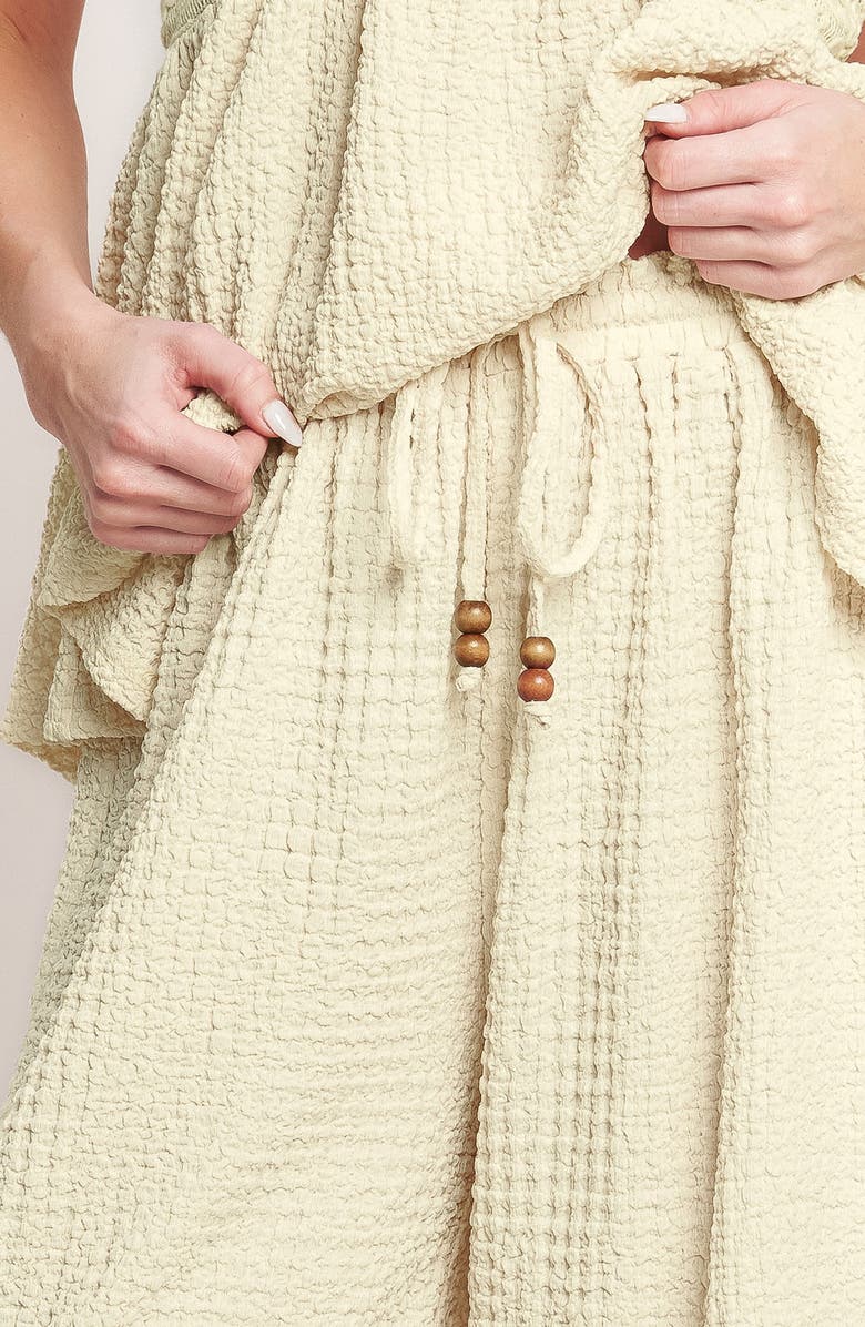 FLYING TOMATO Drawstring Textured Wide Leg Pants, Alternate, color, Beige