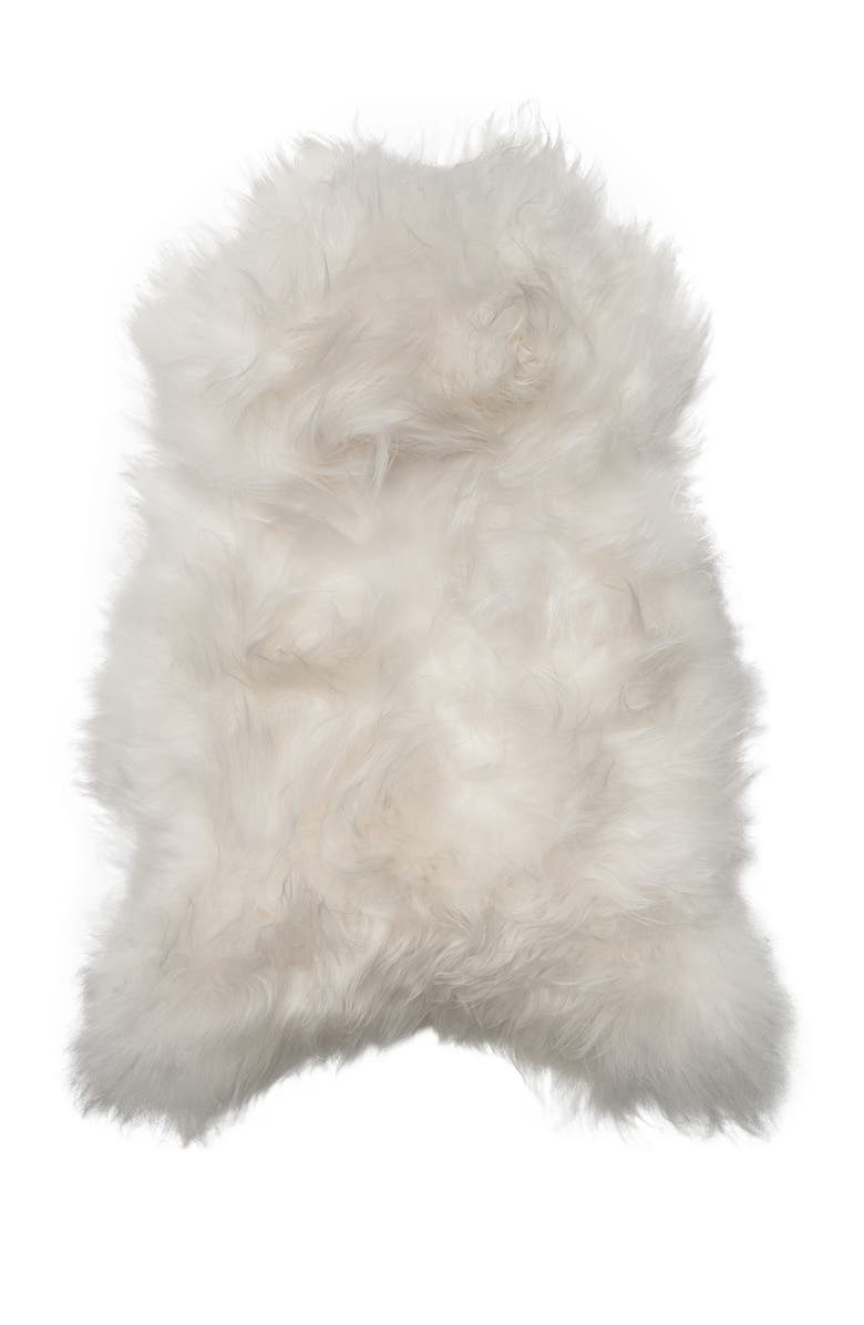 NATURAL Genuine Icelandic Sheepskin Single Long-Haired Rug - 2ft x 3ft - White, Main, color, 