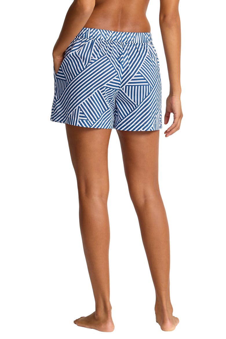 Catalina Stripe Cotton Cover-Up Shorts, Alternate, color, INDIGO TIDE